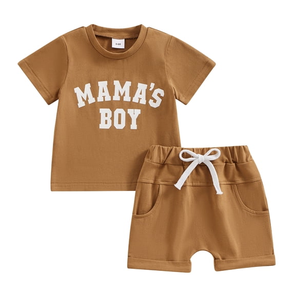 Bagilaanoe 2pcs Toddler Baby Boy Shorts Set Short Sleeve Letter Print T Shirt Tops + Shorts 6M 12M 18M 24M 3T Kids Casual Summer Clothes