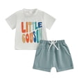 thumbnail image 1 of Bagilaanoe 2pcs Toddler Baby Boy Shorts Set Short Sleeve Letter Print T Shirt Tops + Shorts 6M 12M 18M 24M 3T Kids Casual Summer Clothes, 1 of 8