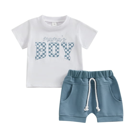 Bagilaanoe 2pcs Toddler Baby Boy Shorts Set Short Sleeve Letter Print T Shirt Tops + Shorts 6M 12M 18M 24M 3T Kids Casual Summer Clothes