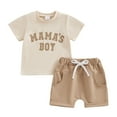 thumbnail image 1 of Bagilaanoe 2pcs Toddler Baby Boy Shorts Set Short Sleeve Letter Print T Shirt Tops + Shorts 6M 12M 18M 24M 3T Kids Casual Summer Clothes, 1 of 1