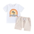 thumbnail image 1 of Bagilaanoe 2pcs Toddler Baby Boy Shorts Set Short Sleeve Letter Print T Shirt Tops + Shorts 6M 12M 18M 24M 3T Kids Casual Summer Clothes, 1 of 8