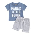 thumbnail image 1 of Bagilaanoe 2pcs Toddler Baby Boy Shorts Set Short Sleeve Letter Print T Shirt Tops + Shorts 6M 12M 18M 24M 3T Kids Casual Summer Clothes, 1 of 7