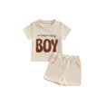 thumbnail image 1 of Bagilaanoe 2pcs Toddler Baby Boy Shorts Set Short Sleeve Letter Print T Shirt Tops + Shorts 6M 12M 18M 24M 3T Kids Casual Summer Clothes, 1 of 8