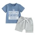 thumbnail image 1 of Bagilaanoe 2pcs Toddler Baby Boy Shorts Set Short Sleeve Letter Print T Shirt Tops + Shorts 6M 12M 18M 24M 3T Kids Casual Summer Clothes, 1 of 8