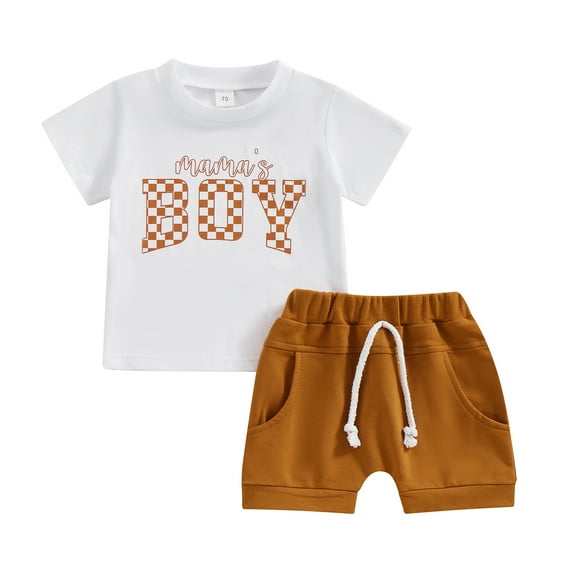 Bagilaanoe 2pcs Toddler Baby Boy Shorts Set Short Sleeve Letter Print T Shirt Tops + Shorts 6M 12M 18M 24M 3T Kids Casual Summer Clothes