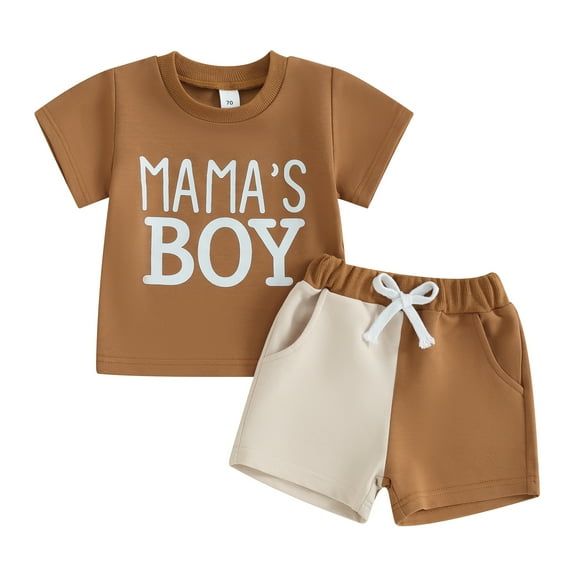 Bagilaanoe 2pcs Toddler Baby Boy Shorts Set Short Sleeve Letter Print T Shirt Tops + Shorts 6M 12M 18M 24M 3T Kids Casual Summer Clothes