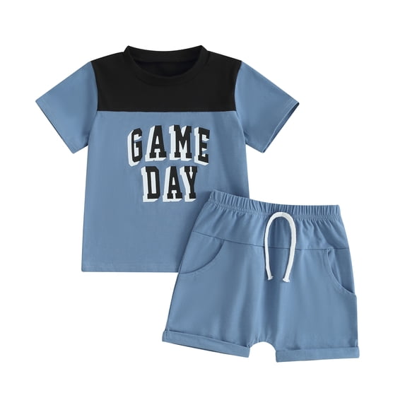 Bagilaanoe 2pcs Toddler Baby Boy Shorts Set Short Sleeve Letter Print T Shirt Tops + Shorts 6M 12M 18M 24M 3T Kids Casual Summer Clothes