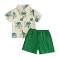 thumbnail image 1 of Bagilaanoe 2pcs Toddler Baby Boy Shorts Set Short Sleeve Print Shirt Tops + Shorts 6M 12M 18M 24M 3T 4T Kids Casual Summer Clothes, 1 of 8