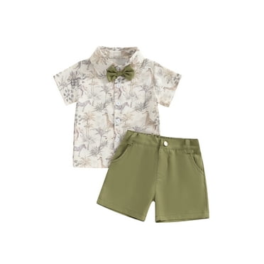Bagilaanoe 2pcs Toddler Baby Boy Shorts Set Short Sleeve  Print Shirt Tops   Shorts 6M 12M 18M 24M 3T 4T Kids Casual Summer Clothes