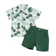 thumbnail image 1 of Bagilaanoe 2pcs Toddler Baby Boy Shorts Set Short Sleeve Print Shirt Tops + Shorts 6M 12M 18M 24M 3T 4T Kids Casual Summer Clothes, 1 of 8