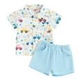 thumbnail image 1 of Bagilaanoe 2pcs Toddler Baby Boy Shorts Set Short Sleeve Print Shirt Tops + Shorts 6M 9M 12M 18M 24M 3T Kids Casual Summer Clothes, 1 of 8