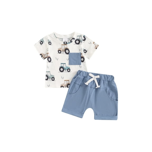 Bagilaanoe 2pcs Toddler Baby Boy Shorts Set Short Sleeve Print T Shirt Tops   Shorts 6M 12M 18M 24M 3T Kids Casual Summer Clothes