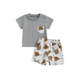 thumbnail image 1 of Bagilaanoe 2pcs Toddler Baby Boy Shorts Set Short Sleeve Print T Shirt Tops + Shorts 6M 12M 18M 24M 3T Kids Casual Summer Clothes, 1 of 7