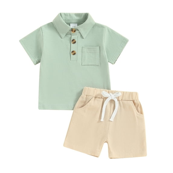 Bagilaanoe 2pcs Toddler Baby Boy Shorts Set Short Sleeve Shirt Tops + Shorts 3M 6M 12M 18M 24M 3T Kids Casual Summer Clothes