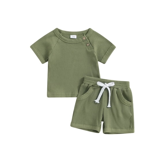 Bagilaanoe 2pcs Toddler Baby Boy Shorts Set Short Sleeve T Shirt Tops + Shorts 3M 6M 12M 18M 24M 3T Kids Casual Summer Clothes