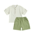 thumbnail image 1 of Bagilaanoe 2pcs Toddler Baby Boy Shorts Set Short Sleeve T Shirt Tops + Shorts 6M 12M 18M 24M 3T 4T Kids Casual Summer Clothes, 1 of 8