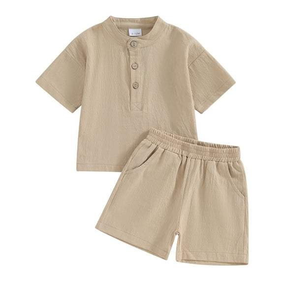 Bagilaanoe 2pcs Toddler Baby Boy Shorts Set Short Sleeve T Shirt Tops + Shorts 6M 12M 18M 24M 3T 4T Kids Casual Summer Clothes