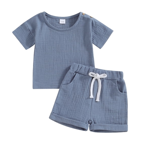 Bagilaanoe 2pcs Toddler Baby Boy Shorts Set Short Sleeve T Shirt Tops   Shorts 6M 12M 18M 24M 3T 4T Kids Casual Summer Clothes