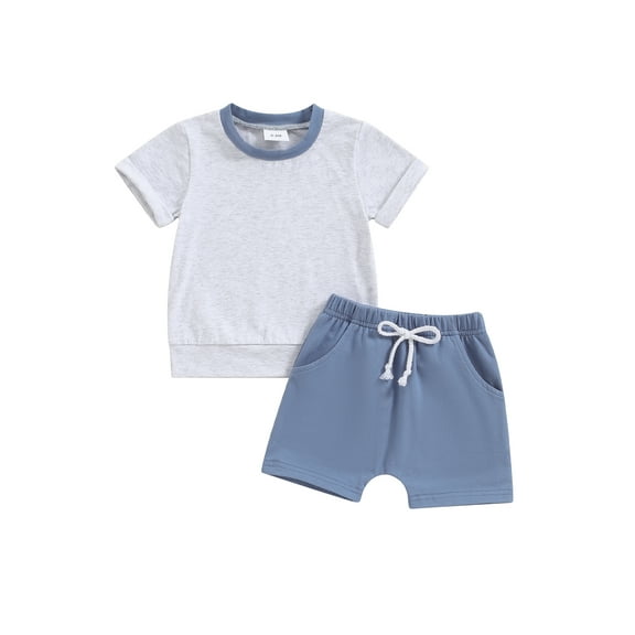 Bagilaanoe 2pcs Toddler Baby Boy Shorts Set Short Sleeve T Shirt Tops   Shorts 6M 12M 18M 24M 3T Kids Casual Summer Clothes