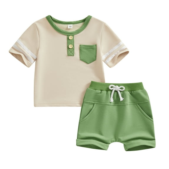 Bagilaanoe 2pcs Toddler Baby Boy Shorts Set Short Sleeve T Shirt Tops + Shorts 6M 12M 18M 24M 3T Kids Casual Summer Clothes