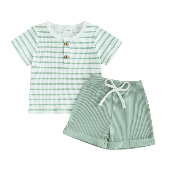 Bagilaanoe 2pcs Toddler Baby Boy Shorts Set Short Sleeve T Shirt Tops + Shorts 6M 12M 18M 24M 3T Kids Casual Summer Clothes