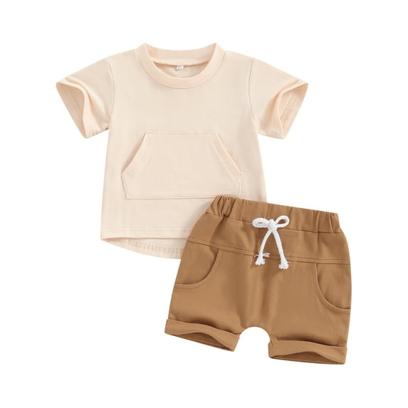 Bagilaanoe 2pcs Toddler Baby Boy Shorts Set Short Sleeve T Shirt Tops + Shorts 6M 12M 18M 24M 3T Kids Casual Summer Clothes