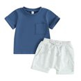 thumbnail image 1 of Bagilaanoe 2pcs Toddler Baby Boy Shorts Set Short Sleeve T Shirt Tops + Shorts 6M 12M 18M 24M 3T Kids Casual Summer Clothes, 1 of 1