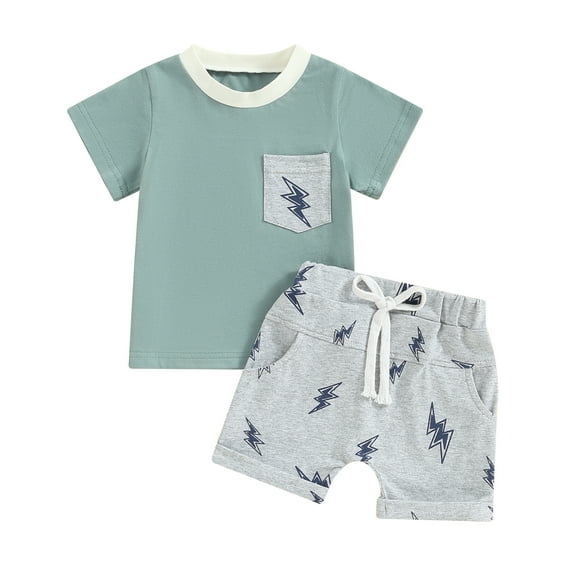 Bagilaanoe 2pcs Toddler Baby Boy Shorts Set Short Sleeve T Shirt Tops + Shorts 6M 12M 18M 24M 3T Kids Casual Summer Clothes