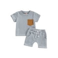 thumbnail image 1 of Bagilaanoe 2pcs Toddler Baby Boy Shorts Set Short Sleeve T Shirt Tops + Shorts 6M 12M 18M 24M 3T Kids Casual Summer Clothes, 1 of 7