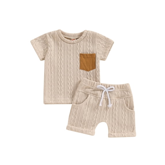 Bagilaanoe 2pcs Toddler Baby Boy Shorts Set Short Sleeve T Shirt Tops + Shorts 6M 12M 18M 24M 3T Kids Casual Summer Clothes