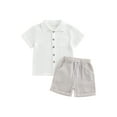 thumbnail image 1 of Bagilaanoe 2pcs Toddler Baby Boy Shorts Set Short Sleeve T Shirt Tops + Striped Shorts 12M 18M 24M 3T Kids Casual Summer Clothes, 1 of 9