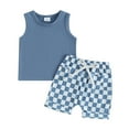 thumbnail image 1 of Bagilaanoe 2pcs Toddler Baby Boy Shorts Set Sleeveless Tank Tops + Checkerboard Shorts 6M 12M 18M 24M 3T Kids Casual Summer Clothes, 1 of 7