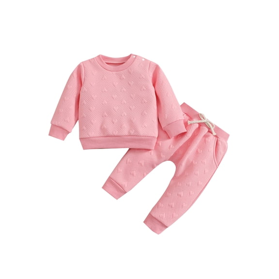 Bagilaanoe 2pcs Toddler Baby Boys Girls Long Pants Set Quilted Long Sleeve Pullover Tops + Trousers 6M 12M 18M 24M 3T Kids Fall Warm Outfits