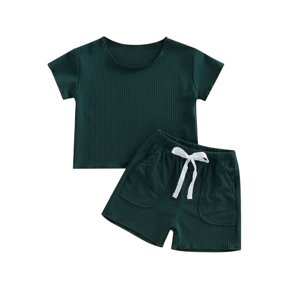 Bagilaanoe 2pcs Toddler Baby Boys Girls Short Pants Set Short Sleeve T-Shirts Tops   Shorts 6M 12M 2T 3T Kids Casual Summer Outfits
