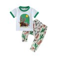 thumbnail image 1 of Bagilaanoe 2pcs Toddler Baby Boys Long Pants Set Contrast Color Short Sleeve T-Shirts Tops + Trousers 6M 12M 18M 24M 3T Kids Casual Outfits, 1 of 8