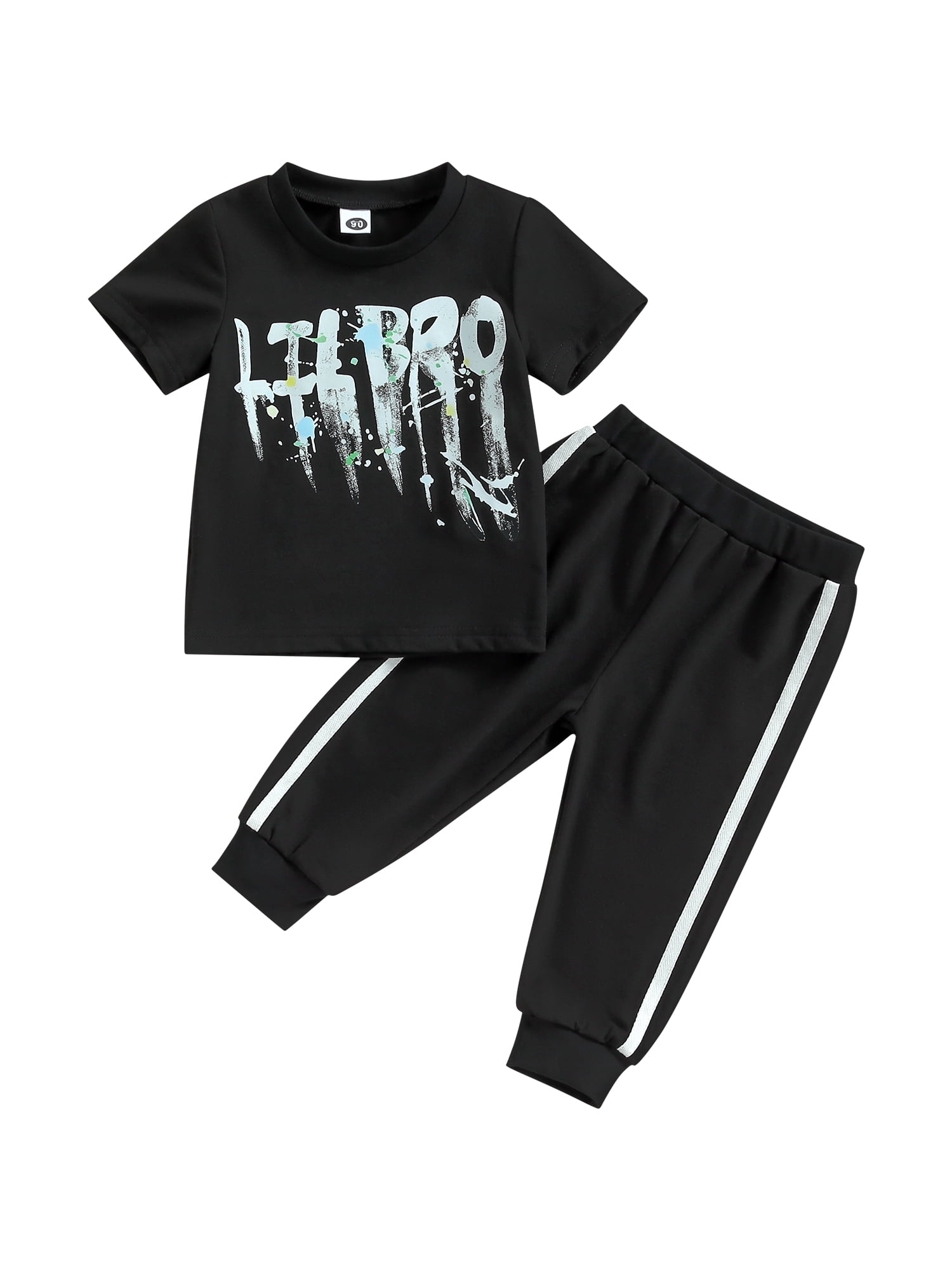 Bagilaanoe 2pcs Toddler Baby Boys Long Pants Set Letter Print Short