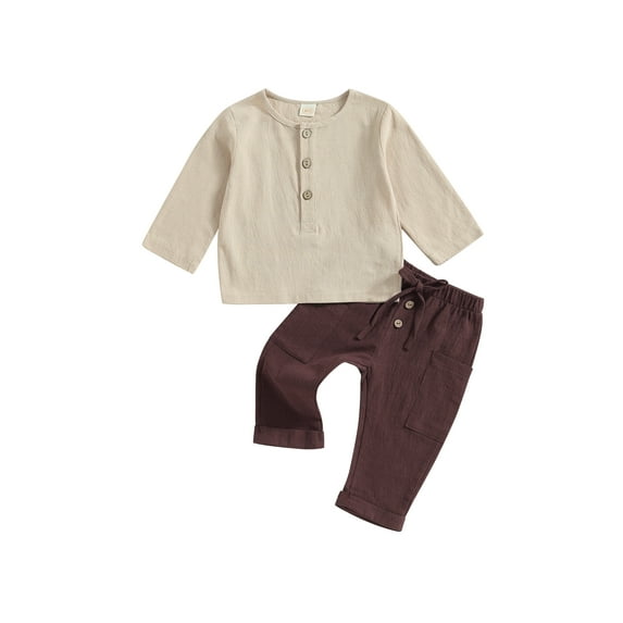 Bagilaanoe 2pcs Toddler Baby Boys Long Pants Set Long Sleeve Shirts Tops + Trousers 6M 12M 18M 24M 3T 4T Kids Casual Outfits