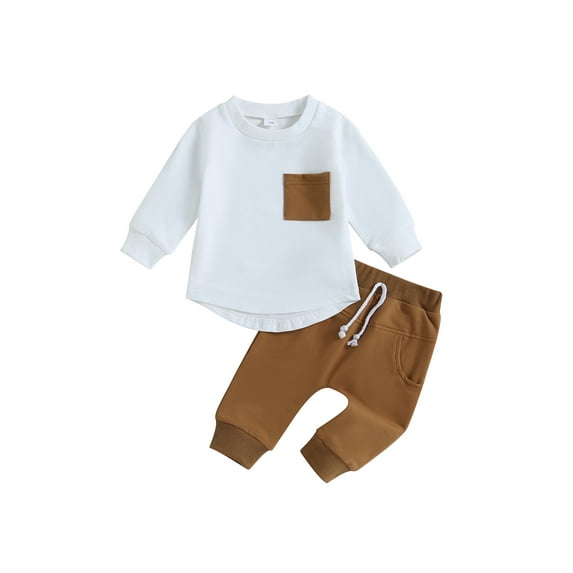 Bagilaanoe 2pcs Toddler Baby Boys Long Pants Set Long Sleeve T-Shirts Tops + Trousers 6M 12M 18M 24M 3T Kids Casual Outfits