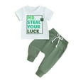 thumbnail image 1 of Bagilaanoe 2pcs Toddler Baby Boys Pants Set Short Sleeve T-Shirts Tops + Sweatpants 3M 6M 12M 18M 24M 3T Kids Casual Clothes, 1 of 7