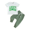thumbnail image 1 of Bagilaanoe 2pcs Toddler Baby Boys Pants Set Short Sleeve T-Shirts Tops + Sweatpants 3M 6M 12M 18M 24M 3T Kids Casual Clothes, 1 of 7