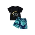thumbnail image 1 of Bagilaanoe 2pcs Toddler Baby Boys Short Pants Set Dinosaur Print Short Sleeve T-shirt Tops + Shorts 12M 18M 24M 3T 4T 5T Kids Casual Summer Outfits, 1 of 9