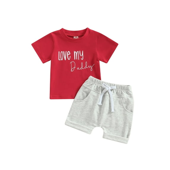 Bagilaanoe 2pcs Toddler Baby Boys Short Pants Set Letter Print Short Sleeve T-Shirts Tops + Shorts 3M 6M 12M 18M 24M 3T Kids Casual Summer Outfits