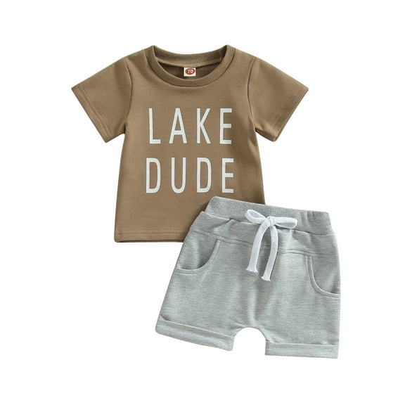 Bagilaanoe 2pcs Toddler Baby Boys Short Pants Set Letter Print Short Sleeve T-shirt Tops   Shorts 6M 12M 18M 24M 3T Kids Casual Summer Outfits