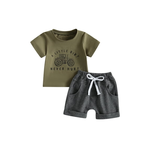 Bagilaanoe 2pcs Toddler Baby Boys Short Pants Set Letters Print Short Sleeve T-shirt Tops + Shorts 6M 12M 18M 24M 3T 4T Kids Casual Summer Outfits