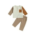 thumbnail image 1 of Bagilaanoe 2pcs Toddler Baby Girl Boy Long Pants Set Contrast Color Long Sleeve Tops + Trousers 6M 12M 18M 24M 3T 4T Kids Casual Outfits, 1 of 9
