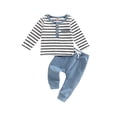 thumbnail image 1 of Bagilaanoe 2pcs Toddler Baby Girl Boy Long Pants Set Long Sleeve T-Shirts Tops + Trousers 6M 12M 18M 24M 3T Infnat Casual Fall Outfits, 1 of 9