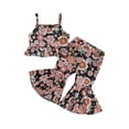 thumbnail image 1 of Bagilaanoe 2pcs Toddler Baby Girl Long Pants Set Floral Print Sleeveless Vest Tops + Flare Trousers 6M 12M 18M 24M 3T 4T Kids Casual Outfits, 1 of 8