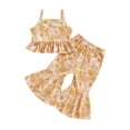 thumbnail image 1 of Bagilaanoe 2pcs Toddler Baby Girl Long Pants Set Flower Print Sleeveless Camisole Tops + Flare Trousers 12M 18M 24M 3T 4T 5T Kids Summer Casual Outfits, 1 of 8