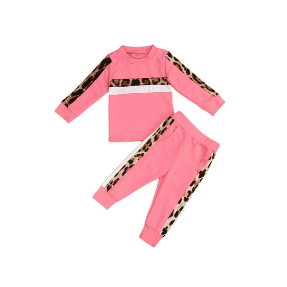 Bagilaanoe 2pcs Toddler Baby Girl Long Pants Set Leopard Print Long Sleeve T-Shirt Tops   Trousers 1T 2T 3T 4T 5T 6T Kids Casual Outfits