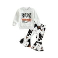 thumbnail image 1 of Bagilaanoe 2pcs Toddler Baby Girl Long Pants Set Letter Print Long Sleeve Pullover Tops + Flare Trousers 18M 24M 3T 4T 5T 6T Kids Casual Outfits, 1 of 8